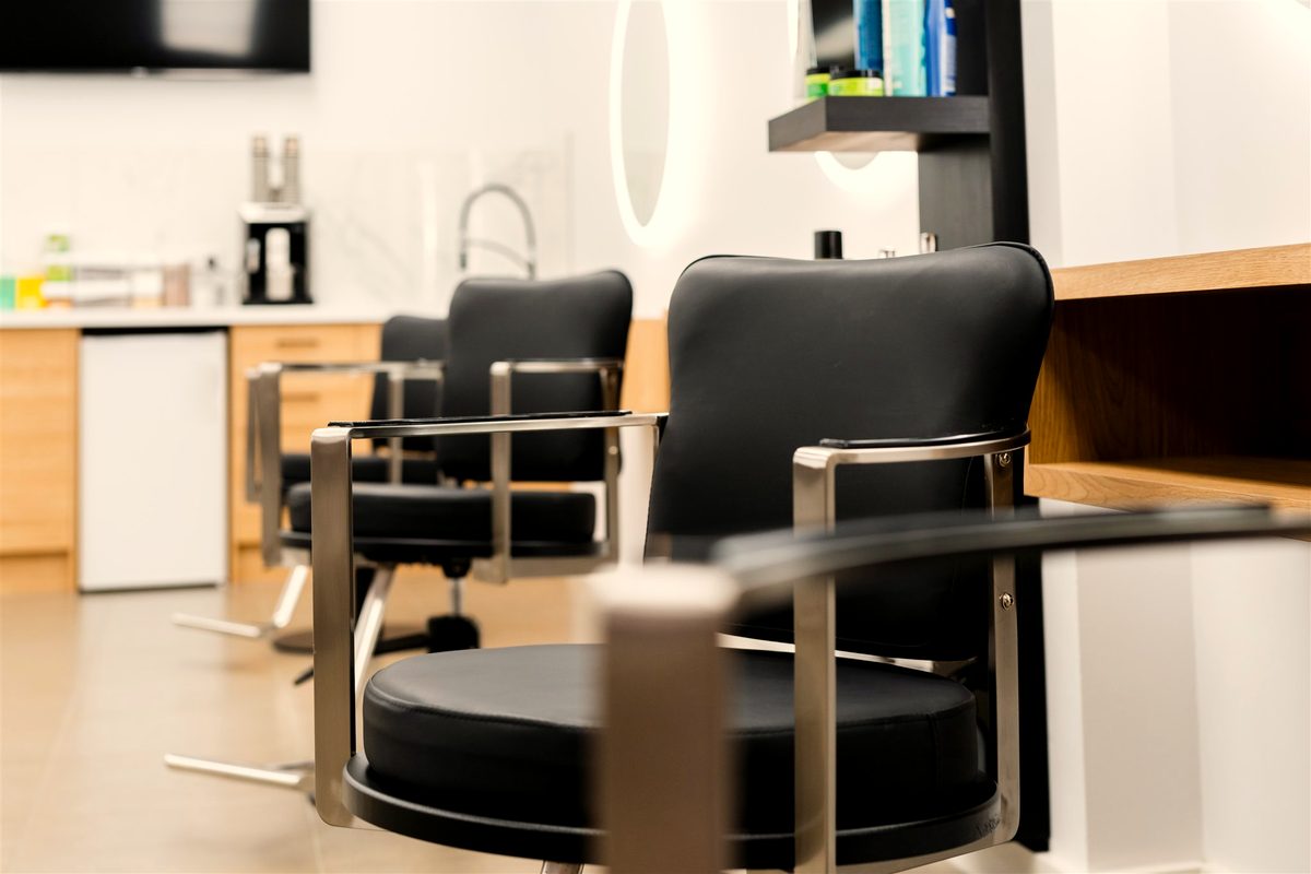 Detail of the styling chairs at Fallachi Hair