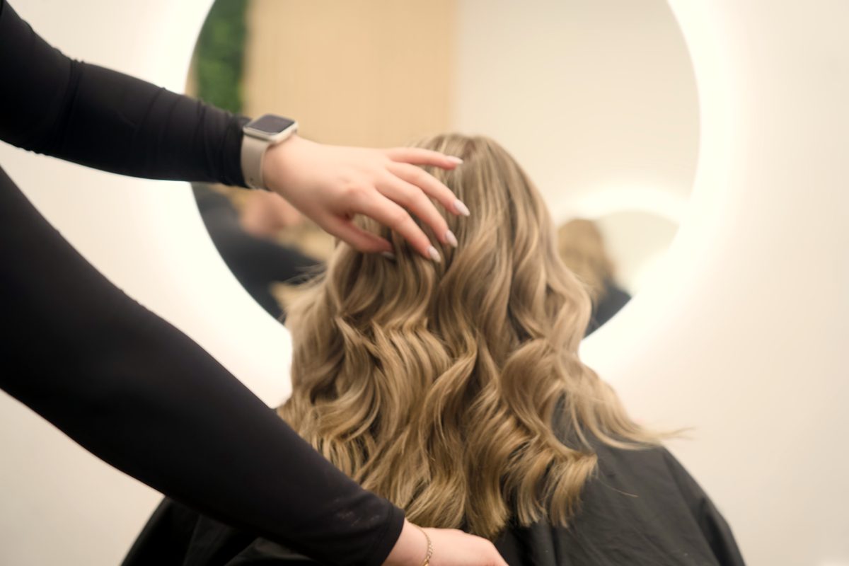Finished soft waves after a cut, colour and style at Fallachi Hair Berwick