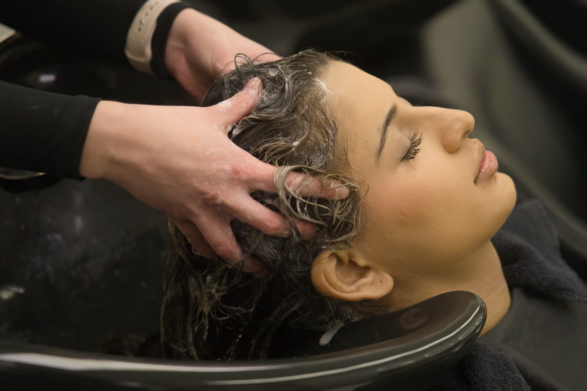 Close detail of a relaxing hair wash at Fallachi Hair Berwick